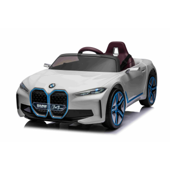 Autko BMW i4 na akumulator dla dzieci Biały + Wolny Start + EVA + Ekoskóra + Audio LED + Pilot